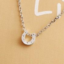 wedding photo - Sterling Silver Necklace, Simple Horse Shoe Charm Pendant, Necklace