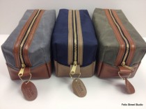wedding photo - Personalized Leather and Waxed Canvas Dopp Kit Gifts for Groomsmen with Optional Custom Lining