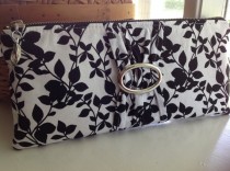 wedding photo - Black & White Clutch, Evening Bag, Wedding, Bridesmaids, Packages Available, Ad-Ons Available "Black Vine"