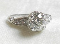 wedding photo - 1.30 Ct Platinum Engagement Ring Old European Cut 1920s Platinum Diamond Engagement Platinum Ring Diamond Ring