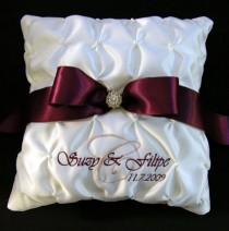 wedding photo - Wedding Ring Pillow with Custom Embroidery