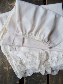 wedding photo - Vintage Off White Lace Half Slip Long Intimates Fashion For Her Movie Star Satin Lace Lingerie Womens Clothing