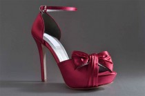 wedding photo - Wedding Shoes - 4" Heel Bridal Shoes - Peep Toe Heels- Apple Red , Custom Color Shoes