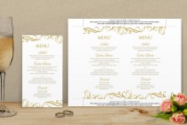 wedding photo - DIY Menu Card  - DOWNLOAD INSTANTLY - Edit Yourself - Elegant Swirls (Gold) 4 x 7 - Microsoft Word Format