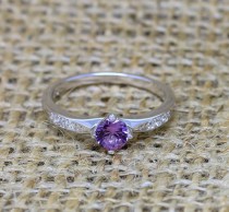wedding photo - Genuine Alexandrite Solitaire engagement ring - available in sterling silver or white gold - handmade engagement ring - wedding ring