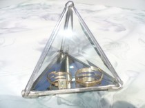 wedding photo - 3" Pyramid Box, Triangular Pyramid Box with Cut Bevel Glass and Mirror, Ring Bearer Box, Crystal Display.