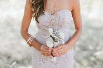 wedding photo - Rustic Dried Bridesmaid Bouquet with Sola Flowers, Tallow Berries and Dusty Miller