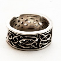 wedding photo - 50% OFF Celtic Wedding Engagement Ring in Sterling Silver Woven Trinity Knot Christian Fish Knotwork Design, Handcrafted in Size 4.5 (CS055)