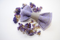wedding photo -  EMBROIDERED bow tie LILAC grey pretied bowtie Groomsmen bow ties Handmade bow tie Lilac Lavender wedding Cotton bowtie Groom's bowtie