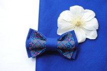 wedding photo - Embroidered bow tie Electric blue Summer wedding Men's bowties Bowtie Boys bowties Wedding bow tie Anniversary gifts Bow ties Gift ideas