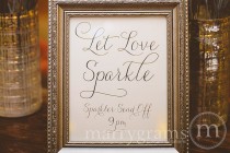 wedding photo - Let Love Sparkle Sign - Sparkler Send Off Sign - Table Card Sign - Wedding Reception Seating Signage - Matching Numbers Available SS01