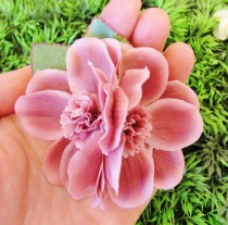 wedding photo - Double Pink Flower Hair Clip