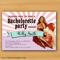 wedding photo - Bachelorette Party, Hens party invitations, Vintage bridal shower invitation,  Pinup girl invitations Hens night invitation,  card 715