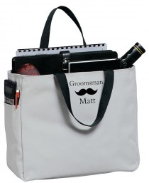 wedding photo - 5 Groomsmen Gift Tote Bags Mustache Embroidery Wedding Gifts for Men
