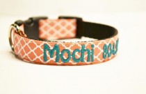 wedding photo - New: Personalized - Coral Moroccan Dog Collar - Made to order