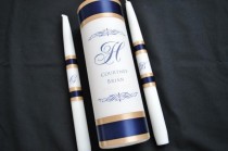 wedding photo - Monogram unity candle with crystals and ribbon colors of choice