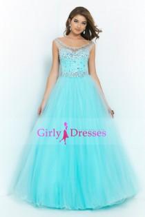 wedding photo -  2015-big-clearance-sale-Bateau-Beaded-Bodice-A-Line-Princess-Prom-Dresses-With-Tulle-Skirt-Open-Back