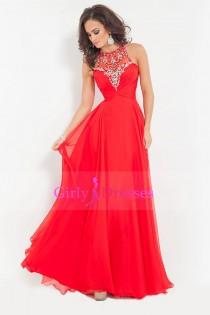 wedding photo -  2015-Scoop-A-Line-Princess-Prom-Dresses-With-Beads-And-Ruffles-Chiffon