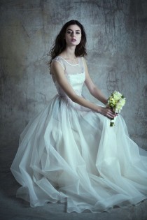 wedding photo - Watercolor Organza Illusion Top Gown - Margeaux