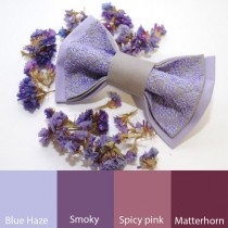 wedding photo -  EMBROIDERED bow tie LILAC grey pretied bowtie Lavender wedding Groom's bowtie Great to use with Blue Haze, Smoky, Spicy pink and Matterhorn