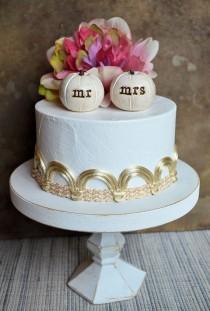 wedding photo - Wedding cake topper...mr mrs pumpkins...fall and autumn decor, ready to ship