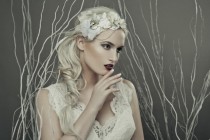 wedding photo - Crystal lace headpiece - lace bridal headpiece - lace floral headpiece - crystal wedding headpiece - wedding accessory