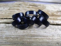 wedding photo - Mens And Womens Blue Leather Ring Band -  Leather Jewelry -  Leather Band - Wedding Band - Dark Blue Leather Band