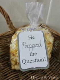 wedding photo - Custom Listing For Jeanette - 30 Engagement Party Popcorn Favor Tags
