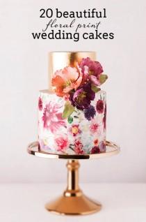 wedding photo - Floral Print Wedding Cakes
