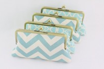 wedding photo - Dusty Blue Wedding Clutches / Country Style Bridesmaids Clutches - Set of 4
