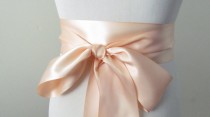 wedding photo - Petal Peach Ribbon Sash / Double Faced Ribbon Sash / Bridal Sash / Bridal Ribbon / Petal Peach