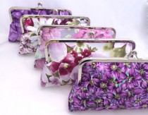 wedding photo - Set of (5) Floral Clutches for Bridesmaids Gift Wedding Party Gift or Bridesmaids Handbag in Various floral Patterns- Design your own