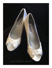 wedding photo - MYA - Lace Peep Toe Bridal Pumps Shoes, Peep Toe Wedding Shoes, Bridal Wedding Shoes, Open Toe Bridal Shoes, Lace Bridal Wedding Shoes