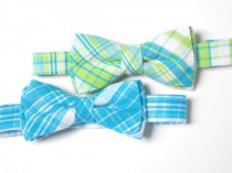 wedding photo - Preppy plaid bow tie for boys, toddler plaid bow tie, summer bow tie, wedding bow tie, ring bearer bow tie, baby shower gift