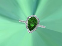 wedding photo - Parisian Collection by Bridal Rings, Love Inspired Wedding ring, Natural Diamonds and Natural Green Tourmaline, Engagement Ring