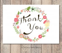 wedding photo - INSTANT DOWNLOAD, Floral Thank You Card, Engagement Party Thank You Card, Thank You Card, Wedding Thank You Card, Trendy Printables