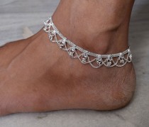 wedding photo - Silver Anklet,Indian Anklet,Ankle bracelet,Anklet,gypsy foot jewelry,belly dance indian jewelry,bells chain anklet,ethnic indian anklet