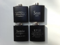 wedding photo - 1 Flask, Personalized Groomsmen Gift, Engraved Hip Flask, Etched Whiskey Flask, Best Mans Gift, Bridal Party, Wedding Party Gift