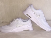 wedding photo - NEW just IN HOT Sale Women's Nike Air Max Thea Running Shoes white on white Bling shoes swarovski crystals wedding dance shoes gorgeous