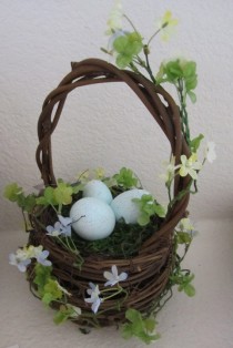 wedding photo - Flower Basket with 3 Blue Eggs