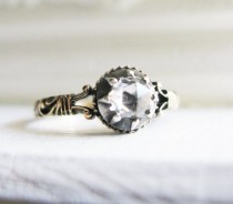 wedding photo - Art Deco Rose Cut Diamond 18K Gold Engagement Ring -Victorian style- ca 0.3ct