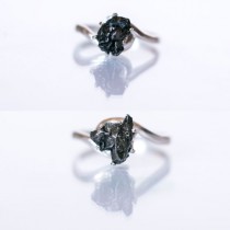 wedding photo - Meteorite Ring with Sterling Silver and Campo del Cielo - Engagement Ring "Josephine"