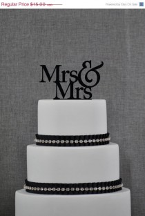 wedding photo - Mrs and Mrs Same Sex Wedding Cake Topper, Traditional and Elegant Wedding Cake Topper in your Choice of Color, Modern Wedding Topper- (S003)