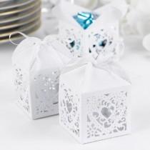 wedding photo - White Shimmer Decorative Favor Box Kit (Pack Of 25)