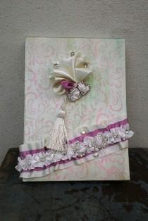wedding photo -  Wedding, Paper Goods, Wedding Accessories, İvory lace guest book,Wintage guest book , Guest book and ribbon