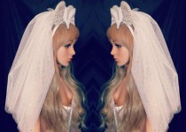 wedding photo - Disney Inspired Bridal Veil Minnie Mouse Ears Minnie Mouse Veil Bachelorette Veil Bride To Be (2 layer veil)