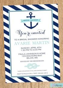 wedding photo - Anchor Nautical Bridal Shower Printable Party Invitation, Personalized Nautical Bridal Shower, Anchor Bridal Shower
