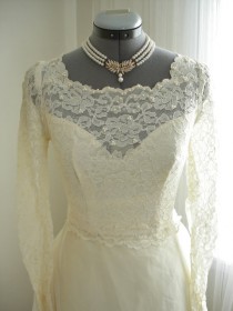 wedding photo - Chantilly Lace  Beaded Wedding Dress with Gorgeous Train