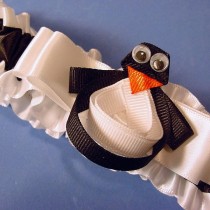 wedding photo - wedding garter perky penguin design Wedding or Prom garter