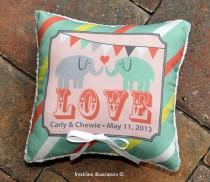 wedding photo - Custom Ring Bearer Pillow - Carnival Theme - Banner Bunting Pillow - Elephant - Circus - ANY color scheme